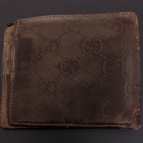 Gucci Brown Guccissima 146223 Leather Brown Mens Unisex GC Bi-fold Wallet Used - Picture 2 of 5